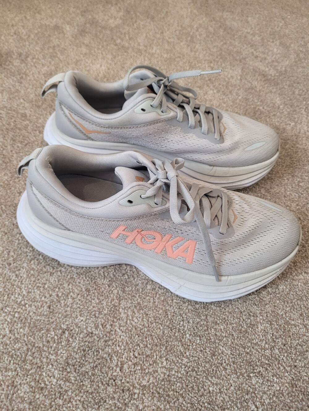 Hoka One One Bondie 8 Womens Grey Running Shoes Size 7.5